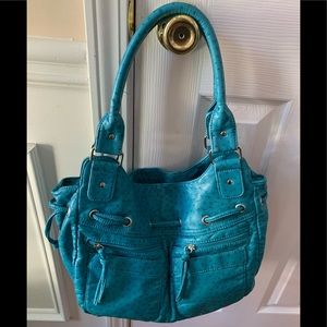 Beautiful turquoise blue hobo shoulder bag purse